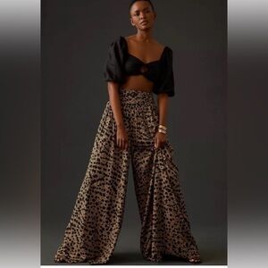 Anthropologie Black and Brown Wide-Leg Pants